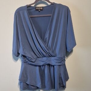 Women's Blue Wrap Top